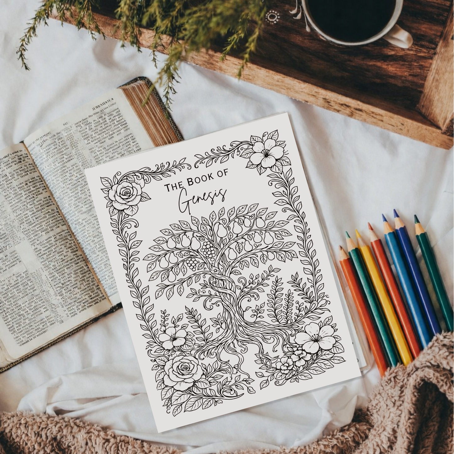 Verse and Vine Scripture Coloring Journal-108 Printable Pages for Peaceful Reflection