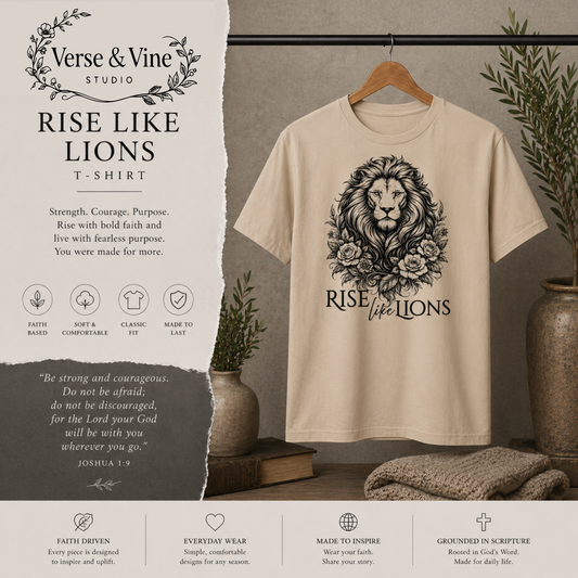 Rise Like Lions T-Shirt – Christian Shirt | Faith Apparel